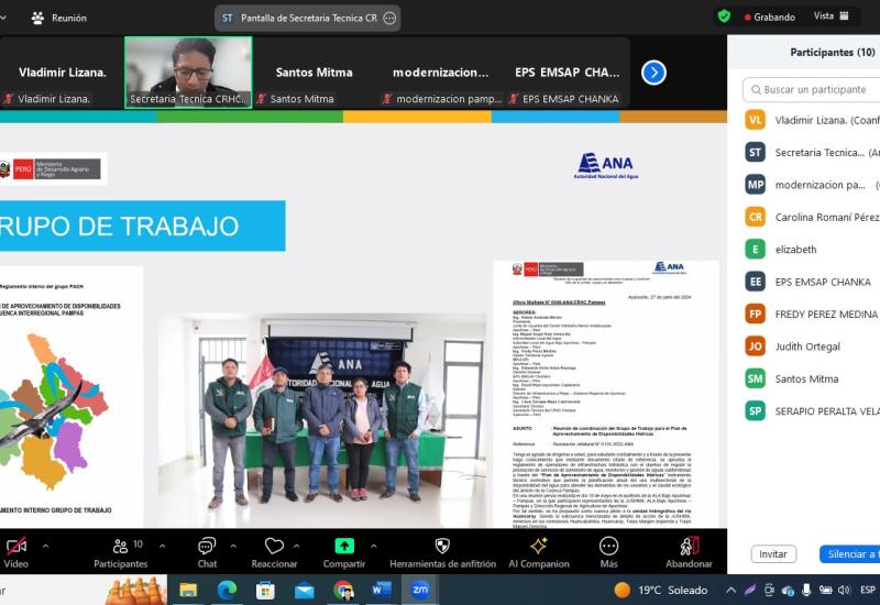 Grupo de Trabajo concluye con la elaboración del Plan de Aprovechamiento de las Disponibilidades Hídricas - PADH para la cuenca Pampas